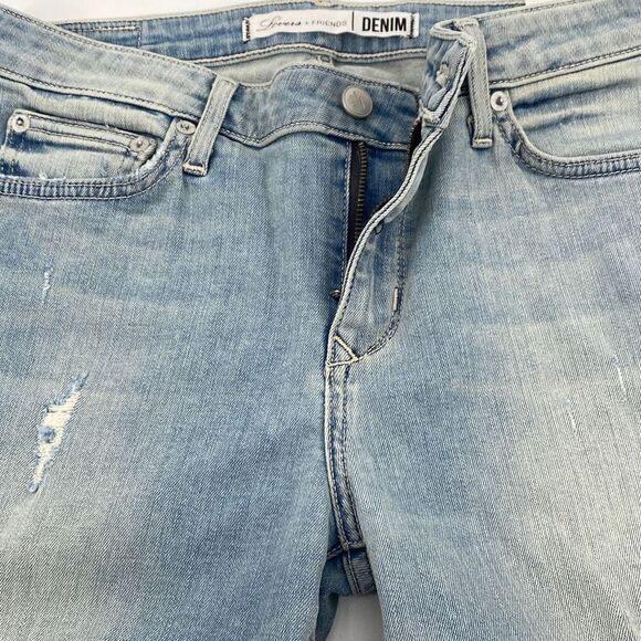 Lovers + Friends Ricky Mid -Rise Skinny Jeans Distressed Faded Step Hem Blue Siz - Picture 12 of 15